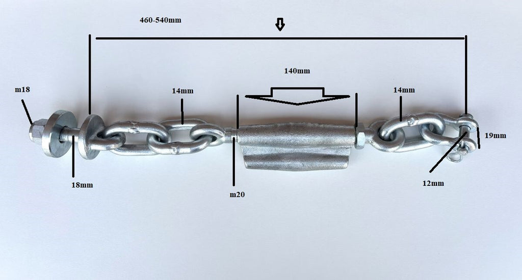 Spannschloss Kette Stabilisatorketten Unterlenker Länger 460-540mm F