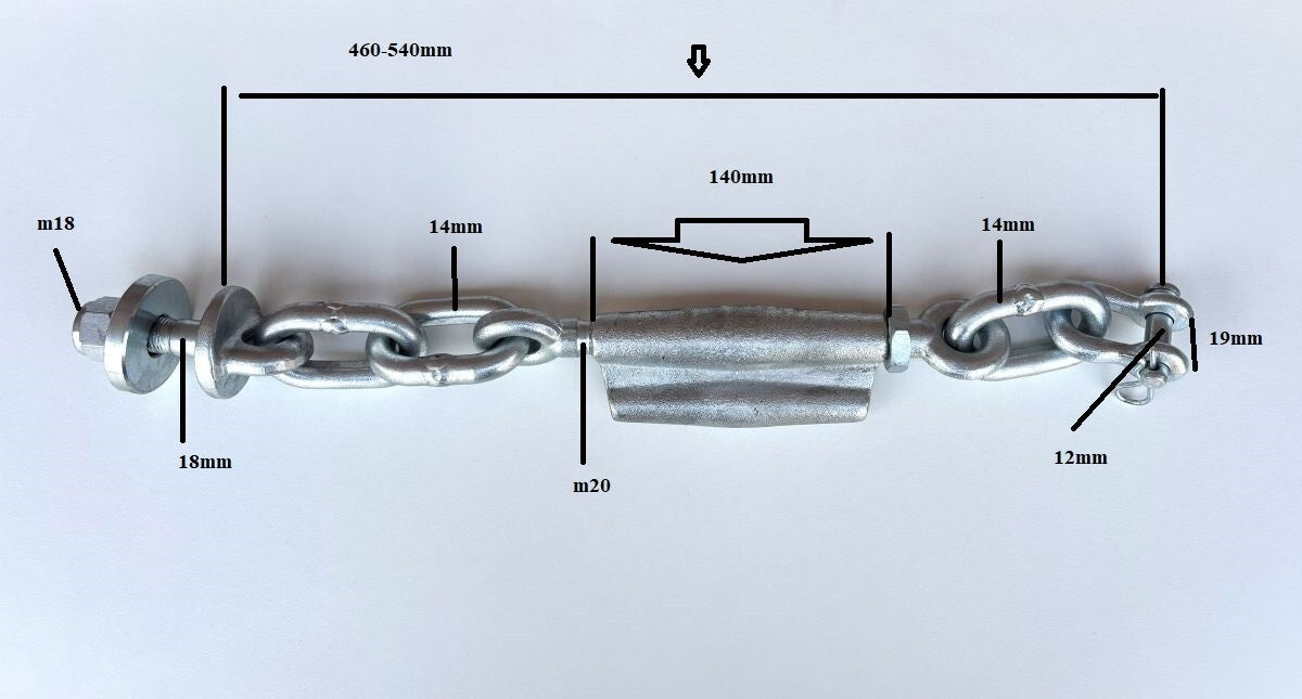 Spannschloss Kette Stabilisatorketten Unterlenker Länger 460-540mm F