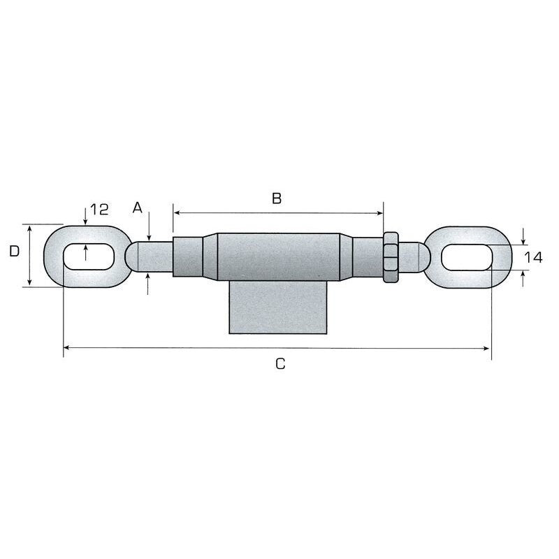 2 x Stück Spannschloss M22 x 2,5 x 370 mm Stabilisatorketten Unterlenker 052168