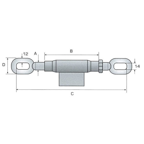 2 x Stück Spannschloss M22 x 2,5 x 370 mm Stabilisatorketten Unterlenker 052168