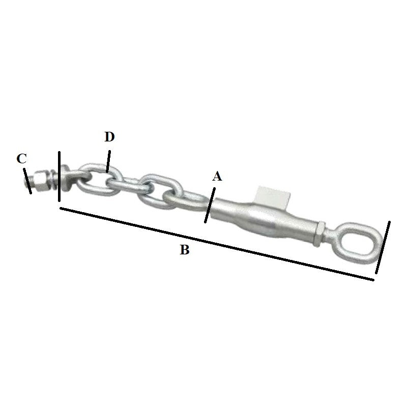Spannschloss Kette M22 x 2,5 mm Stabilisatorketten Unterlenker Länger 400-490mm