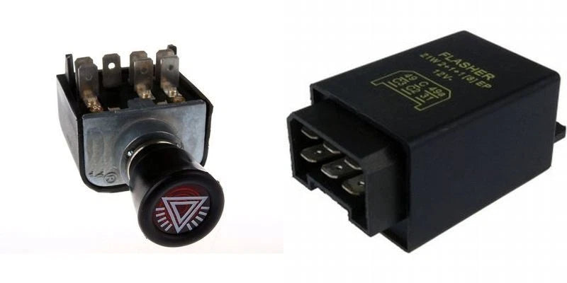 Warnblink-Zugschalter + Blinkerrelais 12V 21W (2+1+1) – Set für Traktor & Oldtimer